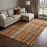 8' X 10' Terra Cotta And Taupe Plaid Shag Washable Area Rug With UV Protection - HomeRoots - Flyclothing LLC