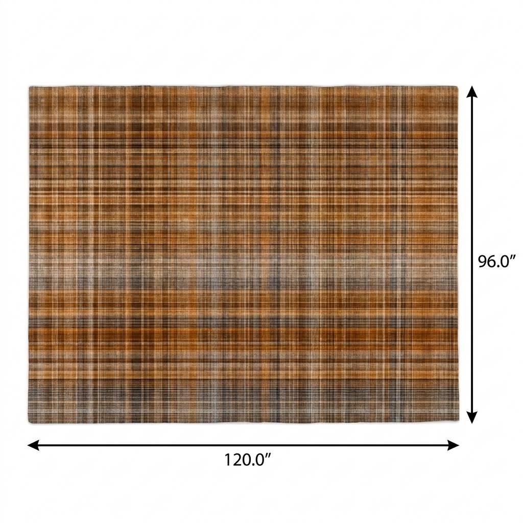 8' X 10' Terra Cotta And Taupe Plaid Shag Washable Area Rug With UV Protection - HomeRoots - Flyclothing LLC