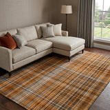 9' X 12' Terra Cotta And Taupe Plaid Shag Washable Area Rug With UV Protection - HomeRoots - Flyclothing LLC