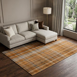 10' X 14' Terra Cotta And Taupe Plaid Shag Washable Area Rug With UV Protection - HomeRoots - Flyclothing LLC