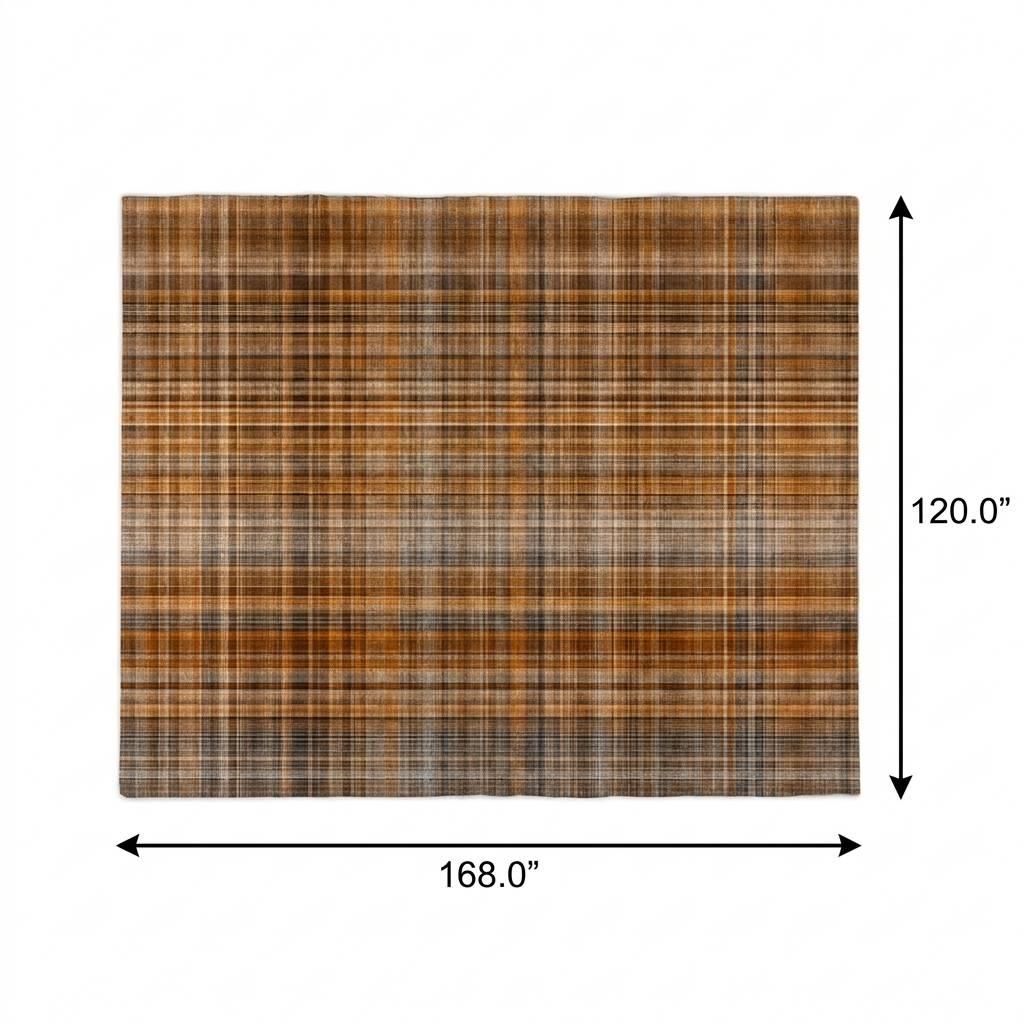 10' X 14' Terra Cotta And Taupe Plaid Shag Washable Area Rug With UV Protection - HomeRoots - Flyclothing LLC