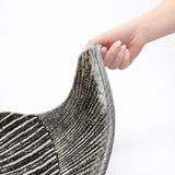 8' Black And Gray Geometric Shag Washable Round Rug With UV Protection - HomeRoots - Flyclothing LLC