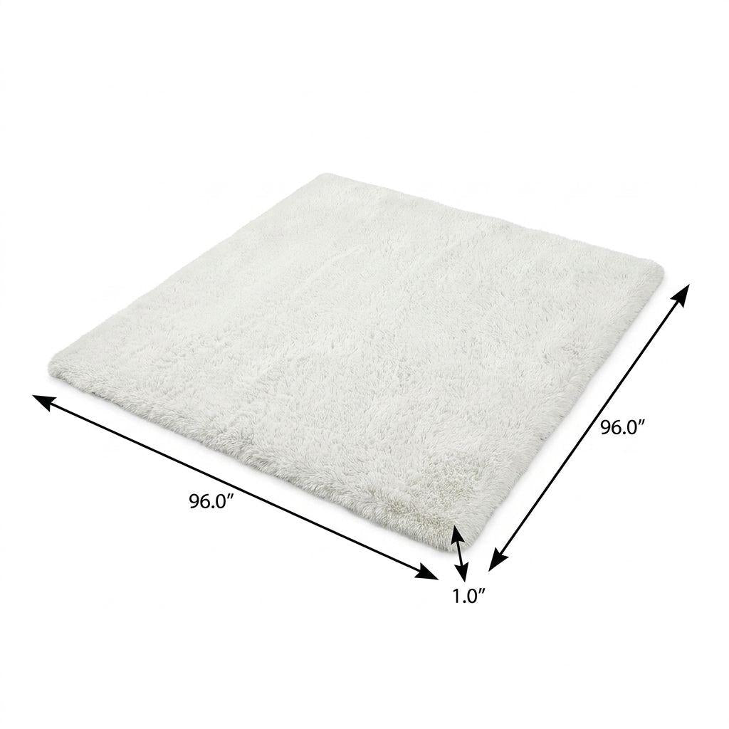 8' Black And Gray Geometric Shag Washable Round Rug With UV Protection - HomeRoots - Flyclothing LLC