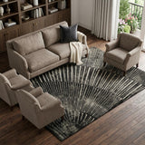 8' X 10' Black And Gray Geometric Shag Washable Area Rug With UV Protection - HomeRoots - Flyclothing LLC