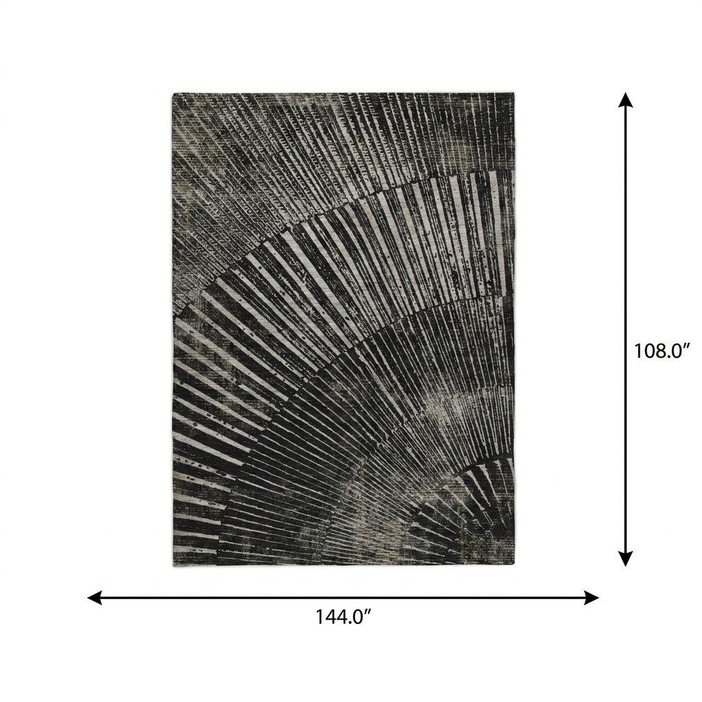 9' X 12' Black And Gray Geometric Shag Washable Area Rug With UV Protection - HomeRoots - Flyclothing LLC