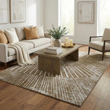 5' X 8' Chocolate And Ivory Geometric Shag Washable Area Rug With UV Protection - HomeRoots - Flyclothing LLC