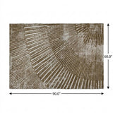 5' X 8' Chocolate And Ivory Geometric Shag Washable Area Rug With UV Protection - HomeRoots - Flyclothing LLC