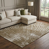8' X 10' Chocolate And Ivory Geometric Shag Washable Area Rug With UV Protection - HomeRoots - Flyclothing LLC