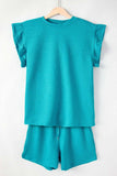 Ruffled Cap Sleeve Top and Shorts Set - Trendsi - Flyclothing LLC