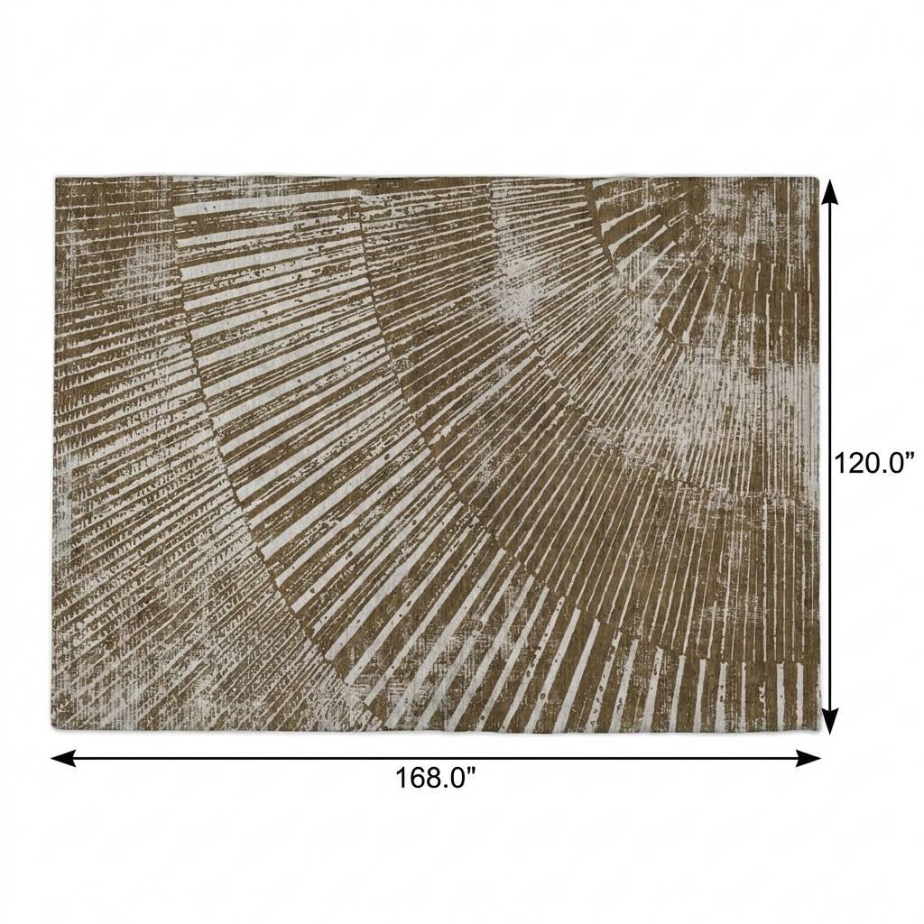 10' X 14' Chocolate And Ivory Geometric Shag Washable Area Rug With UV Protection - HomeRoots - Flyclothing LLC
