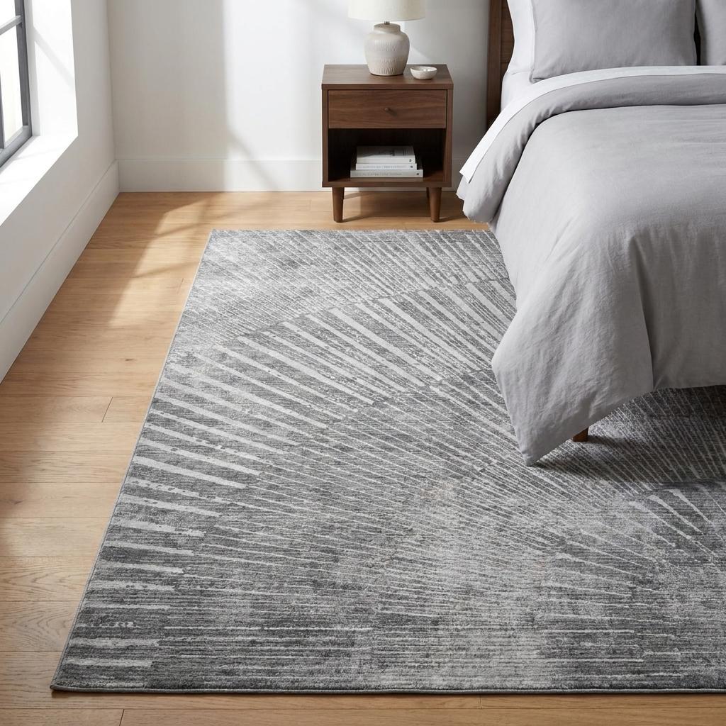 3' X 5' Gray And Silver Geometric Shag Washable Area Rug With UV Protection - HomeRoots - Flyclothing LLC