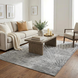 5' X 8' Gray And Silver Geometric Shag Washable Area Rug With UV Protection - HomeRoots - Flyclothing LLC