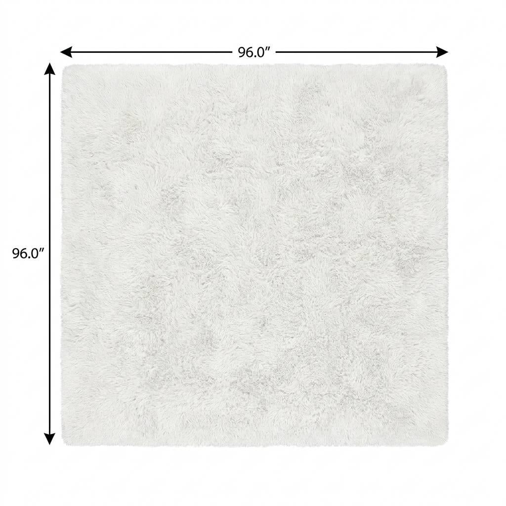 8' Gray And Silver Geometric Shag Washable Round Rug With UV Protection - HomeRoots - Flyclothing LLC