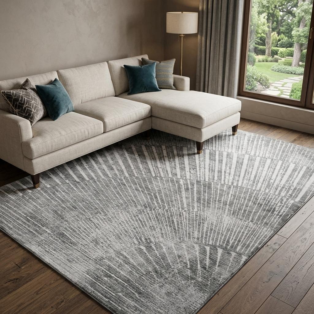 8' X 10' Gray And Silver Geometric Shag Washable Area Rug With UV Protection - HomeRoots - Flyclothing LLC