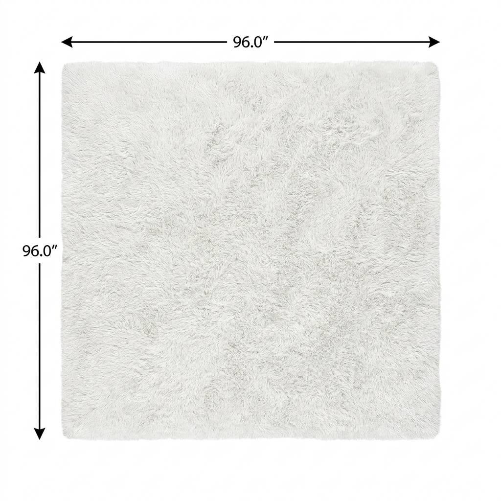 8' Navy Blue And Ivory Geometric Shag Washable Round Rug With UV Protection - HomeRoots - Flyclothing LLC