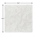 8' Navy Blue And Ivory Geometric Shag Washable Round Rug With UV Protection - HomeRoots - Flyclothing LLC