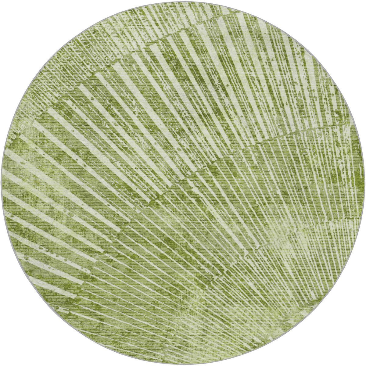 8' Sage And Green Geometric Shag Washable Round Rug With UV Protection - HomeRoots - Flyclothing LLC