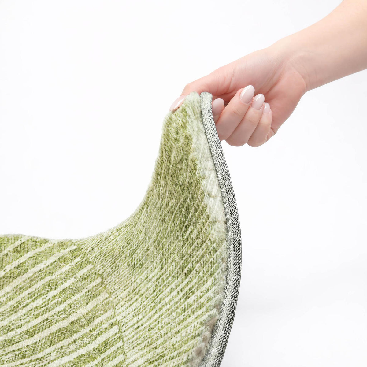 8' Sage And Green Geometric Shag Washable Round Rug With UV Protection - HomeRoots - Flyclothing LLC