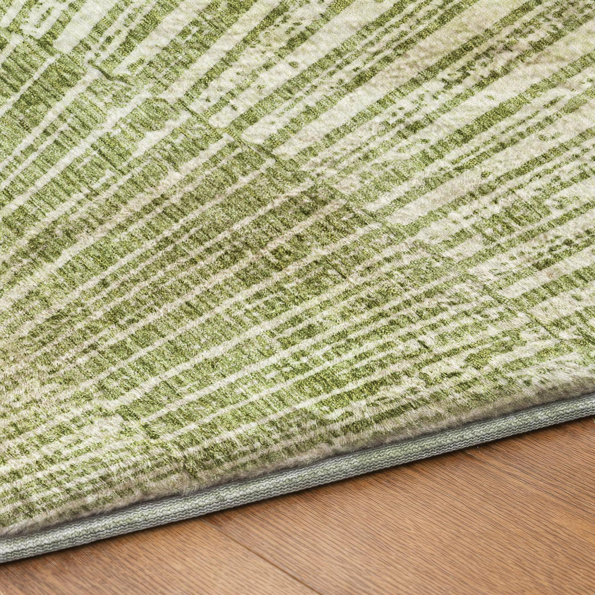 8' Sage And Green Geometric Shag Washable Round Rug With UV Protection - HomeRoots - Flyclothing LLC