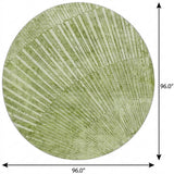 8' Sage And Green Geometric Shag Washable Round Rug With UV Protection - HomeRoots - Flyclothing LLC