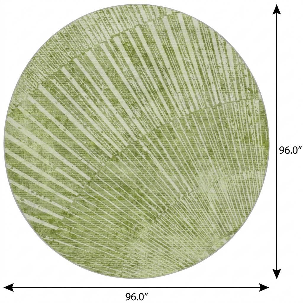 8' Sage And Green Geometric Shag Washable Round Rug With UV Protection - HomeRoots - Flyclothing LLC