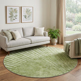 8' Sage And Green Geometric Shag Washable Round Rug With UV Protection - HomeRoots - Flyclothing LLC