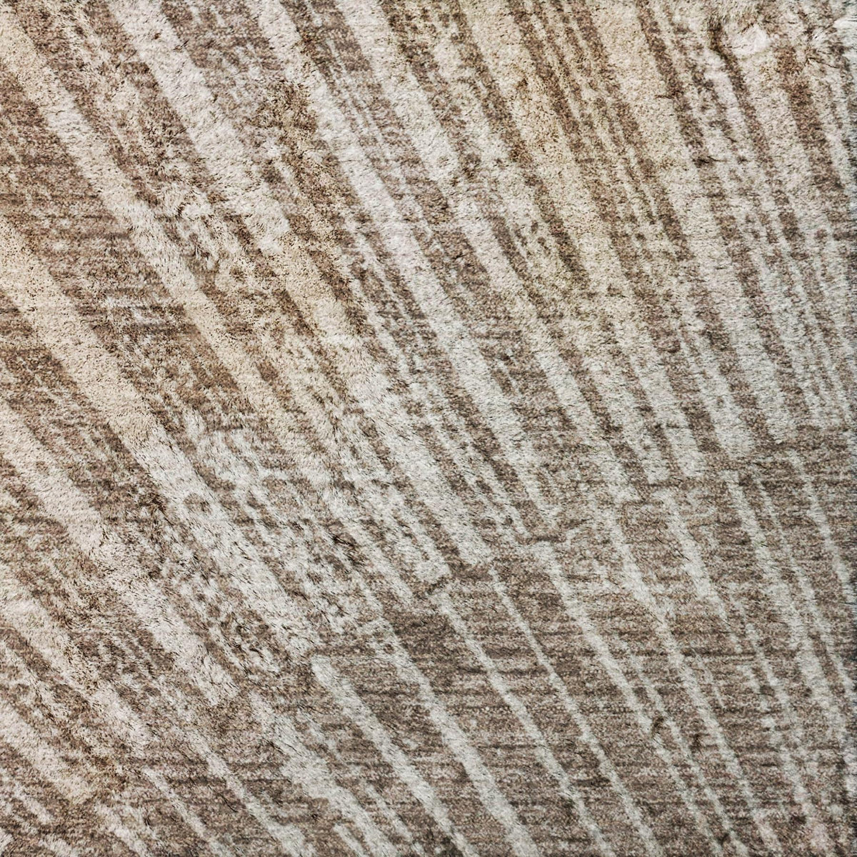 8' Taupe And Beige Geometric Shag Washable Round Rug With UV Protection - HomeRoots - Flyclothing LLC