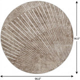 8' Taupe And Beige Geometric Shag Washable Round Rug With UV Protection - HomeRoots - Flyclothing LLC