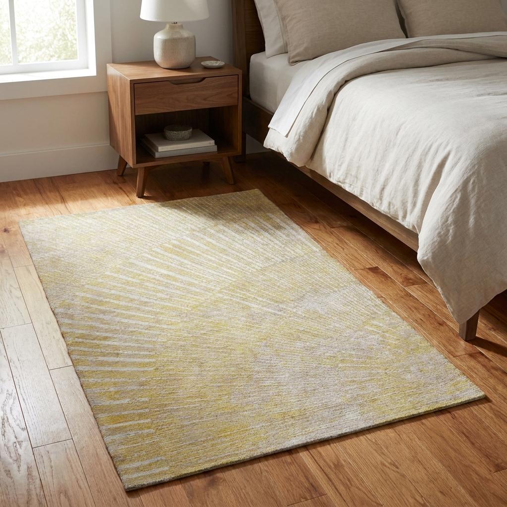 3' X 5' Wheat And Beige Geometric Shag Washable Area Rug With UV Protection - HomeRoots - Flyclothing LLC