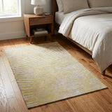 3' X 5' Wheat And Beige Geometric Shag Washable Area Rug With UV Protection - HomeRoots - Flyclothing LLC
