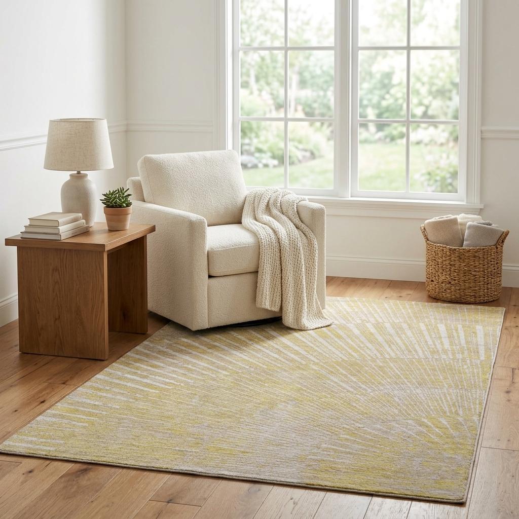 5' X 8' Wheat And Beige Geometric Shag Washable Area Rug With UV Protection - HomeRoots - Flyclothing LLC