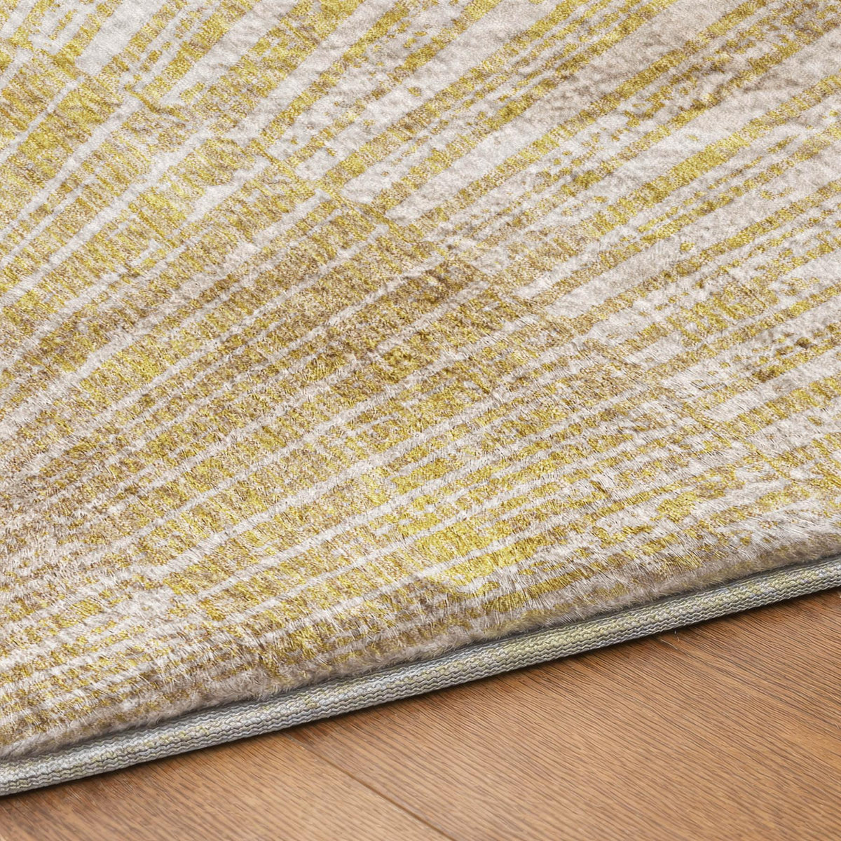 5' X 8' Wheat And Beige Geometric Shag Washable Area Rug With UV Protection - HomeRoots - Flyclothing LLC
