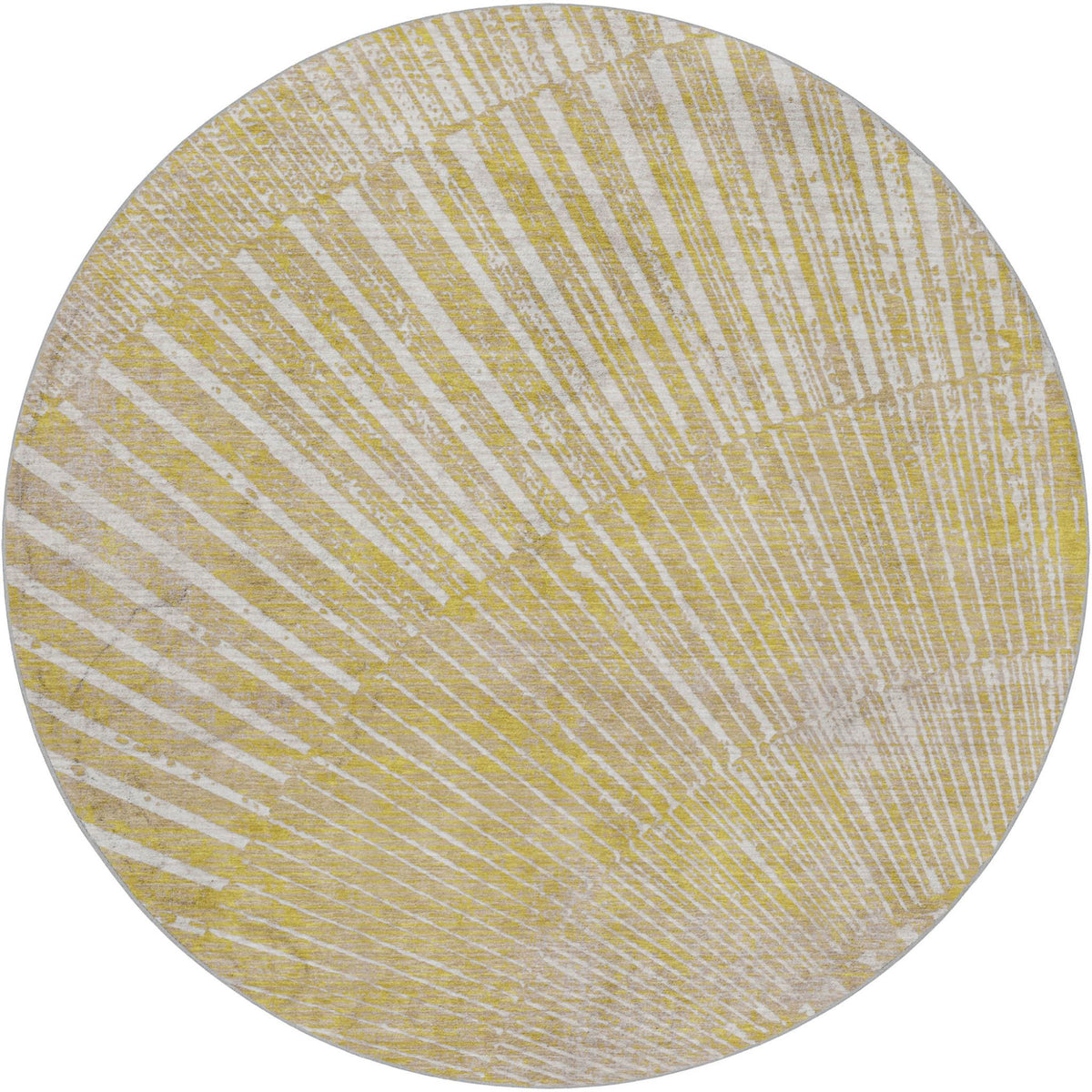 8' Wheat And Beige Geometric Shag Washable Round Rug With UV Protection - HomeRoots - Flyclothing LLC