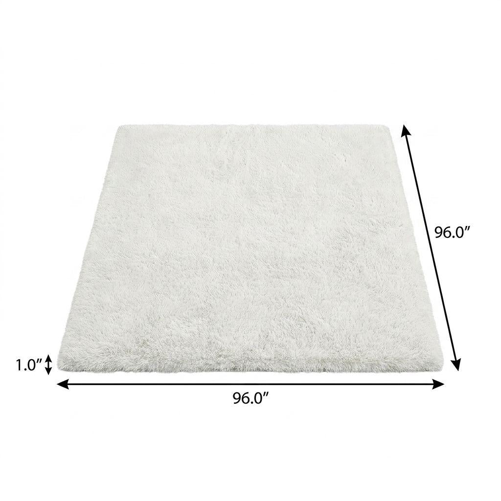 8' Wheat And Beige Geometric Shag Washable Round Rug With UV Protection - HomeRoots - Flyclothing LLC