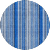 8' Blue And Gray Striped Shag Washable Round Rug With UV Protection - HomeRoots - Flyclothing LLC