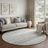8' Blue And Gray Striped Shag Washable Round Rug With UV Protection - HomeRoots - Flyclothing LLC