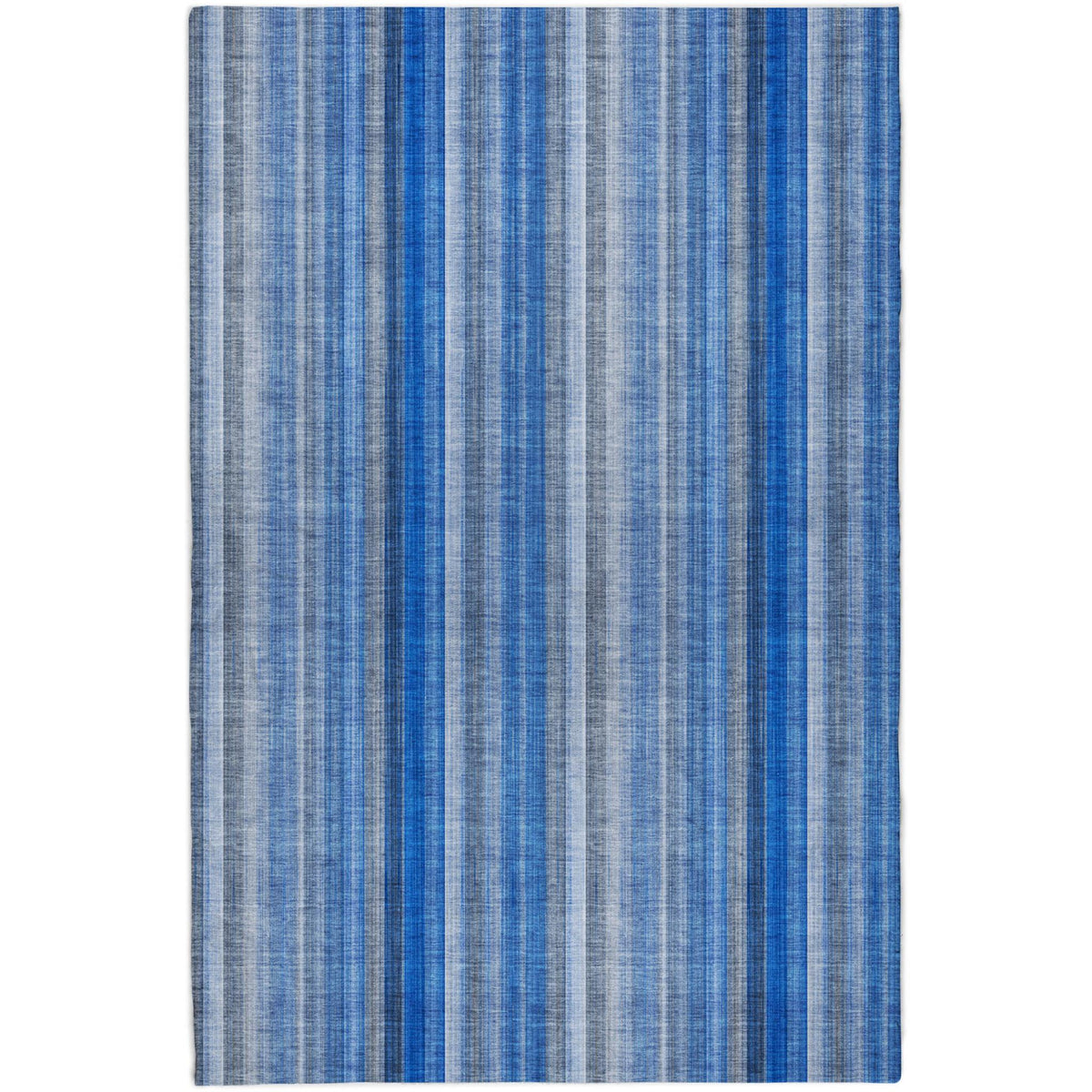 8' X 10' Blue And Gray Striped Shag Washable Area Rug With UV Protection - HomeRoots - Flyclothing LLC