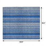 8' X 10' Blue And Gray Striped Shag Washable Area Rug With UV Protection - HomeRoots - Flyclothing LLC