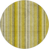 8' Gold And Gray Striped Shag Washable Round Rug With UV Protection - HomeRoots - Flyclothing LLC