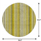 8' Gold And Gray Striped Shag Washable Round Rug With UV Protection - HomeRoots - Flyclothing LLC