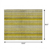 8' X 10' Gold And Gray Striped Shag Washable Area Rug With UV Protection - HomeRoots - Flyclothing LLC