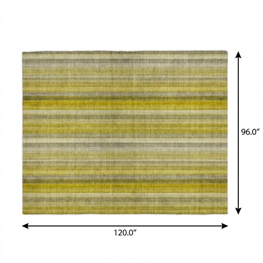 8' X 10' Gold And Gray Striped Shag Washable Area Rug With UV Protection - HomeRoots - Flyclothing LLC