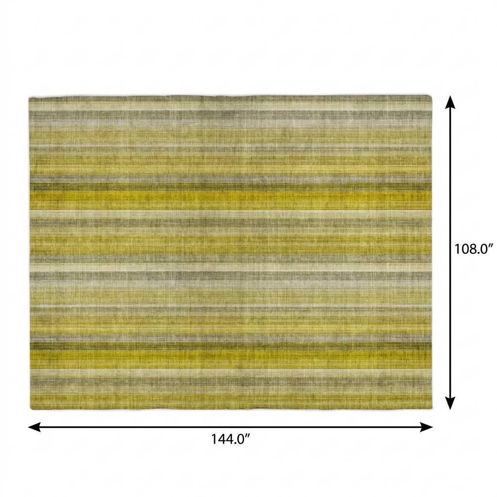 9' X 12' Gold And Gray Striped Shag Washable Area Rug With UV Protection - HomeRoots - Flyclothing LLC