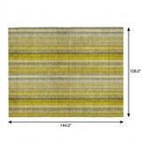9' X 12' Gold And Gray Striped Shag Washable Area Rug With UV Protection - HomeRoots - Flyclothing LLC
