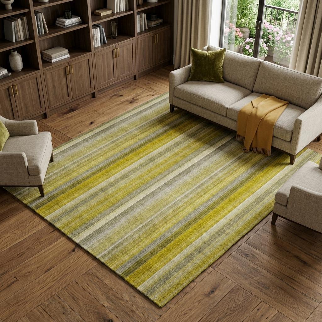 10' X 14' Gold And Gray Striped Shag Washable Area Rug With UV Protection - HomeRoots - Flyclothing LLC