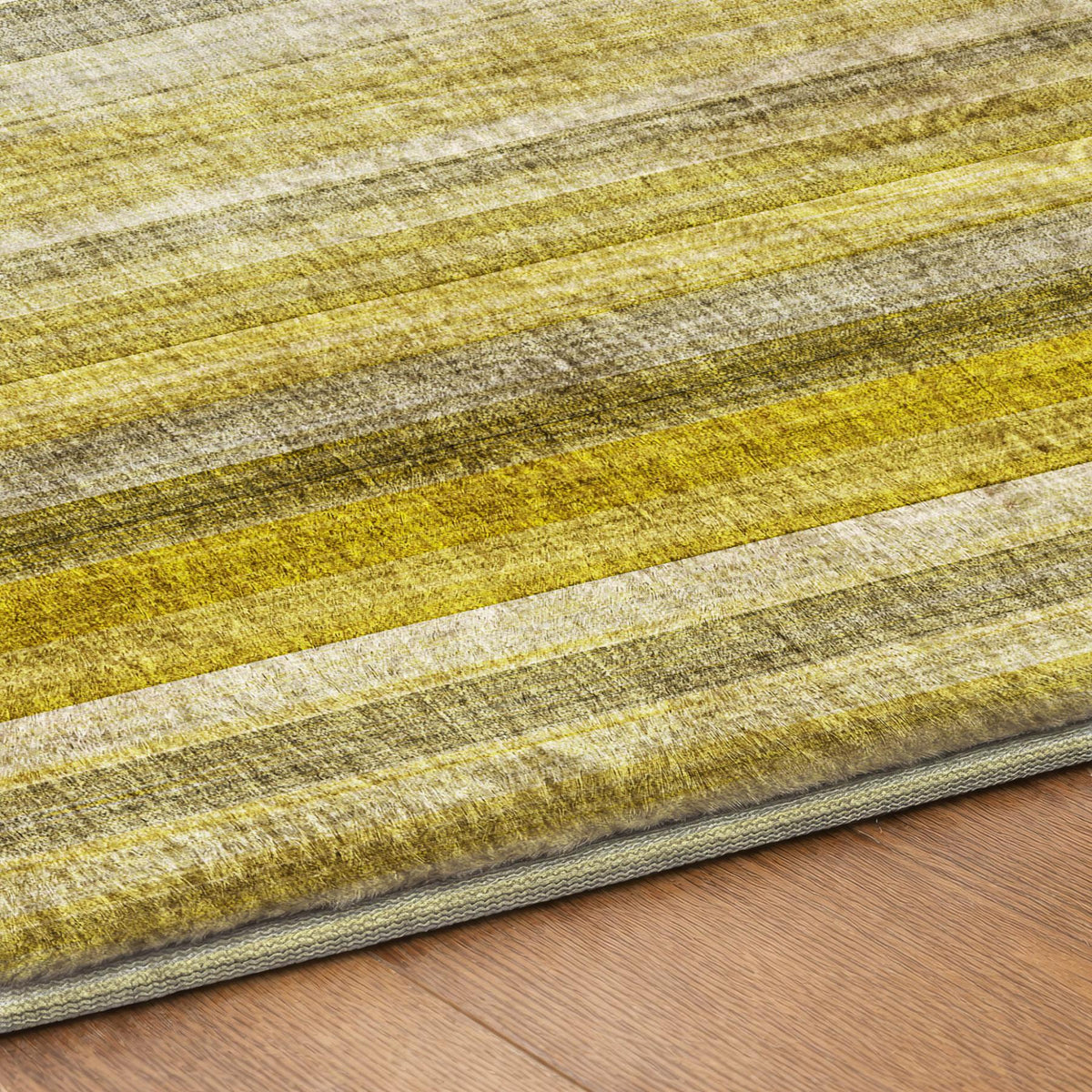 10' X 14' Gold And Gray Striped Shag Washable Area Rug With UV Protection - HomeRoots - Flyclothing LLC