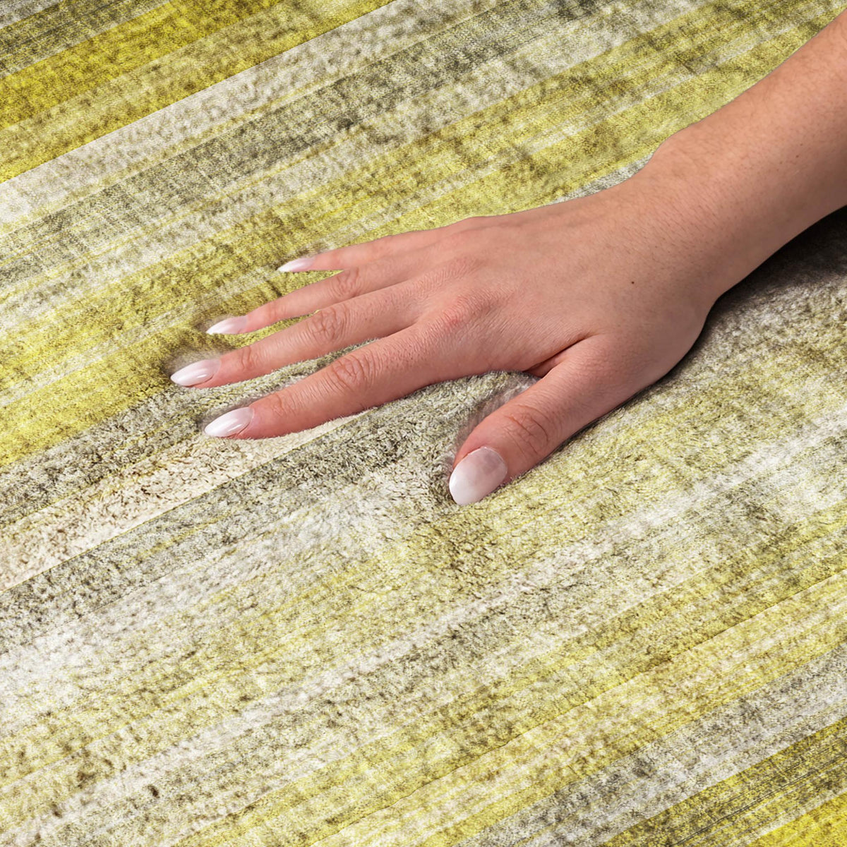 10' X 14' Gold And Gray Striped Shag Washable Area Rug With UV Protection - HomeRoots - Flyclothing LLC