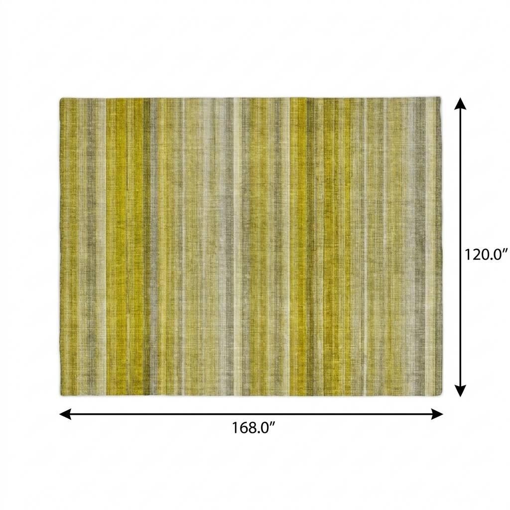 10' X 14' Gold And Gray Striped Shag Washable Area Rug With UV Protection - HomeRoots - Flyclothing LLC