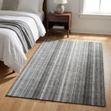 3' X 5' Gray And Silver Striped Shag Washable Area Rug With UV Protection - HomeRoots - Flyclothing LLC