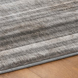 3' X 5' Gray And Silver Striped Shag Washable Area Rug With UV Protection - HomeRoots - Flyclothing LLC